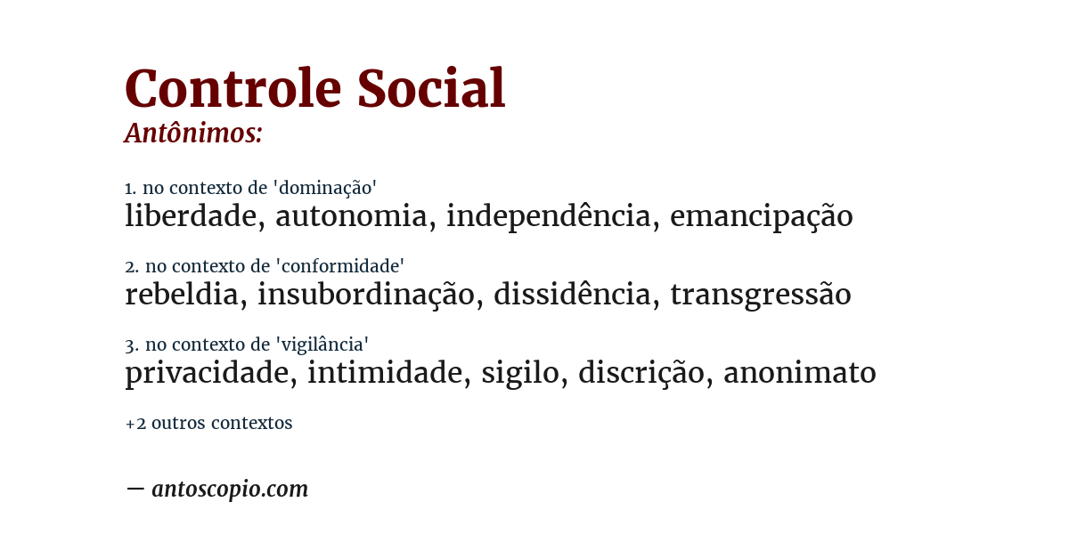 Antônimo de controle social
