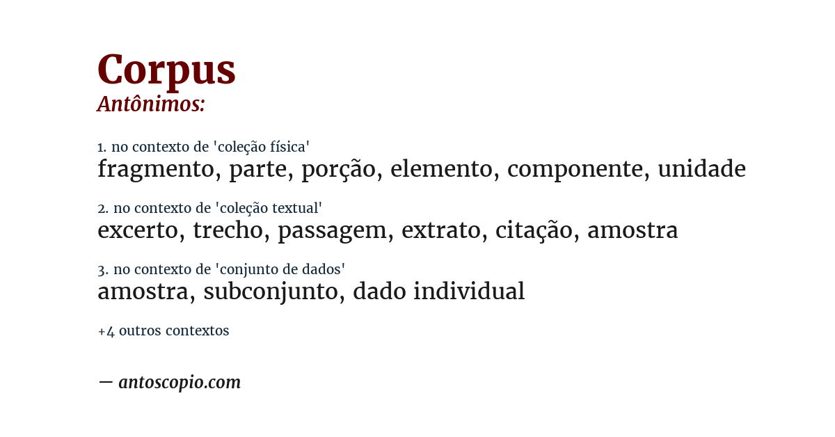 Antônimo de corpus