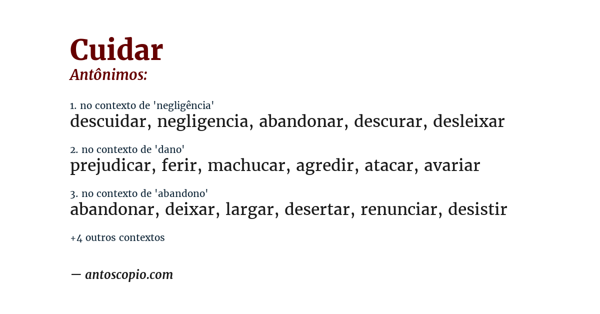 Antônimo de cuidar