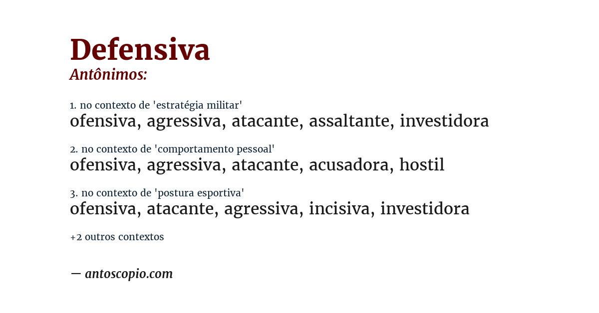 Antônimo de defensiva
