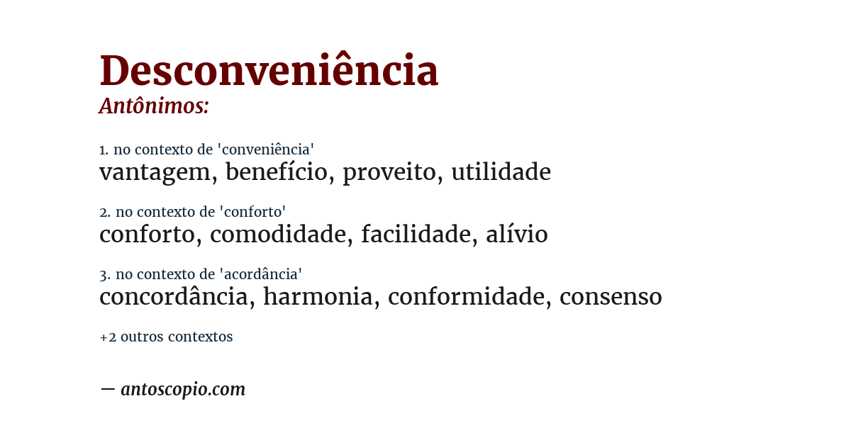 Antônimo de desconveniência