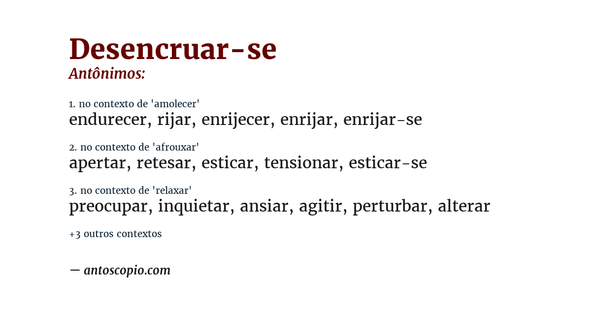 Antônimo de desencruar-se