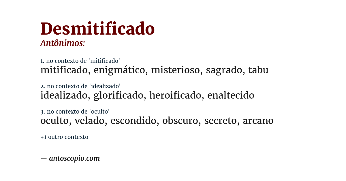 Antônimo de desmitificado