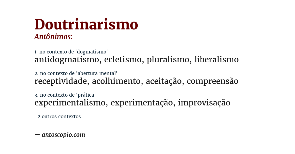Antônimo de doutrinarismo