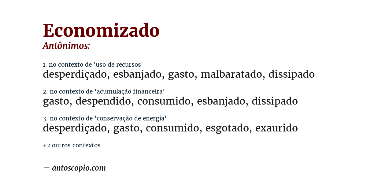Antônimo de economizado