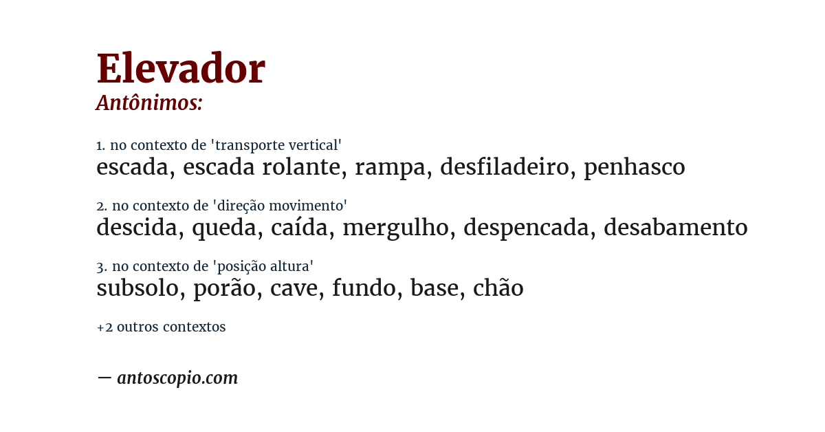 Antônimo de elevador