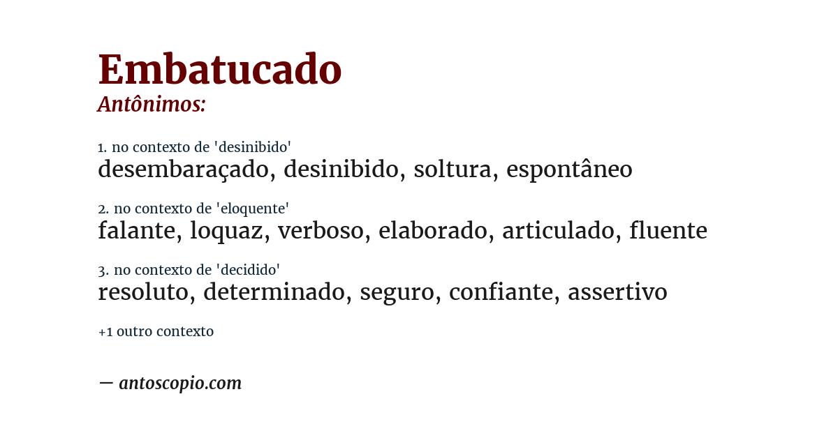 Antônimo de embatucado