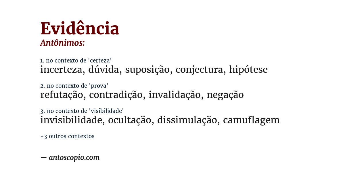 Antônimo de evidência