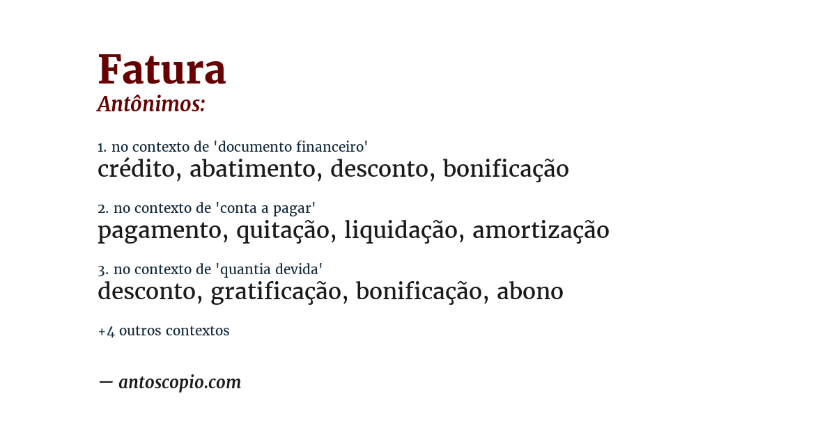 Antônimo de fatura