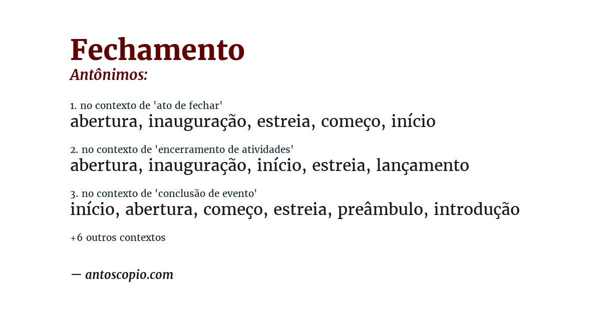 Antônimo de fechamento