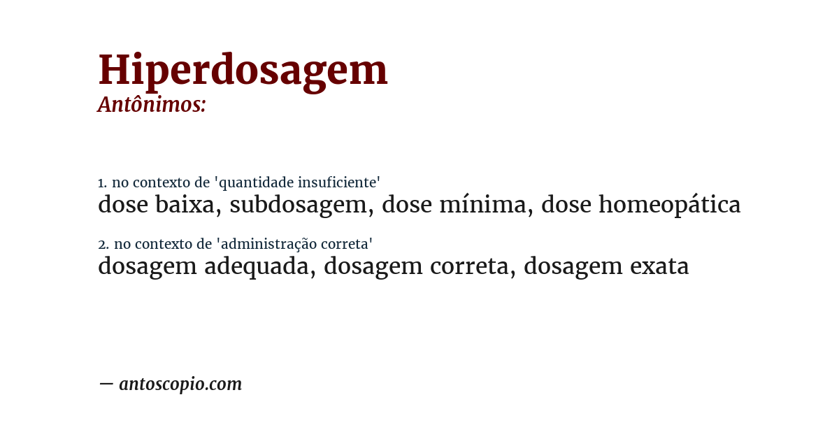 Antônimo de hiperdosagem