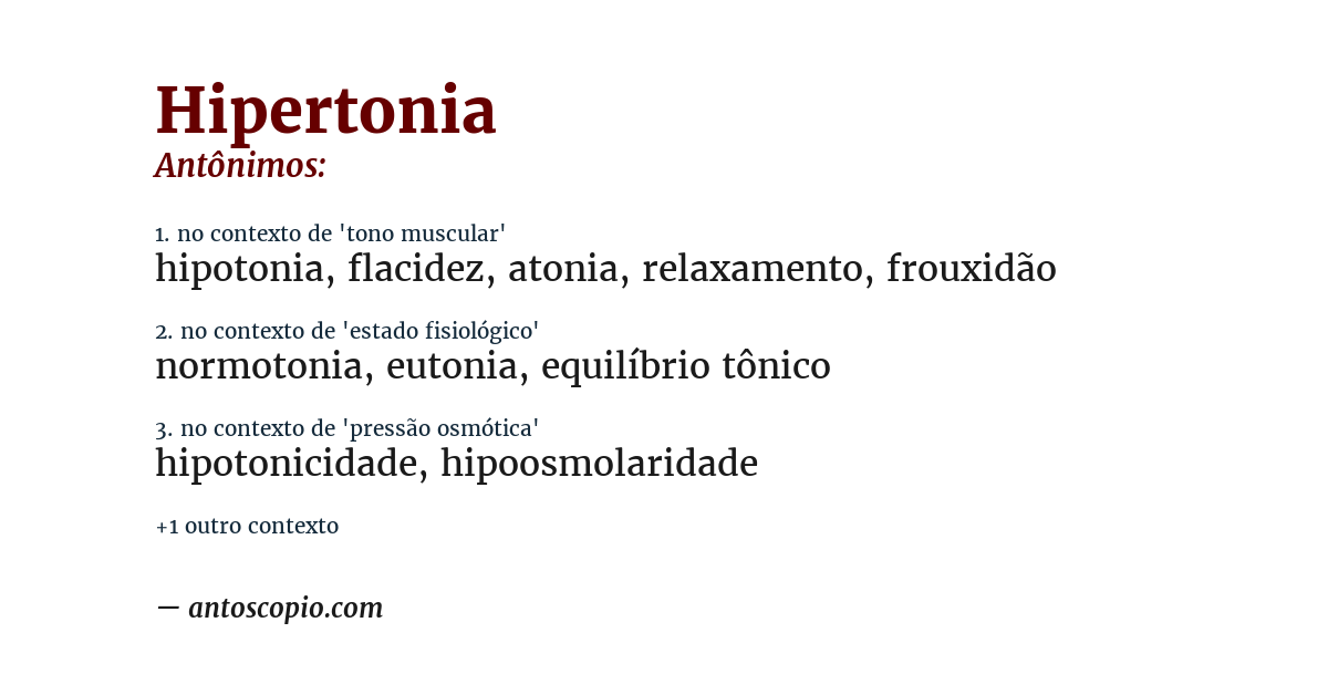 Antônimo de hipertonia