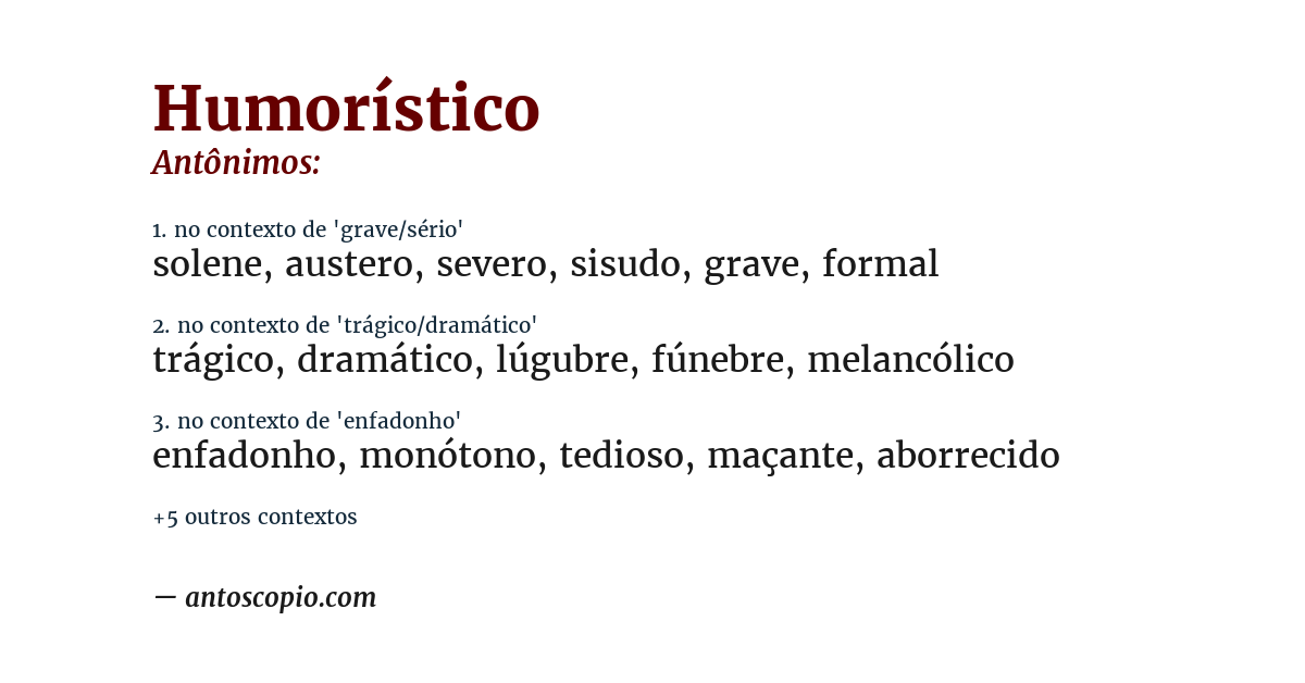 Antônimo de humorístico