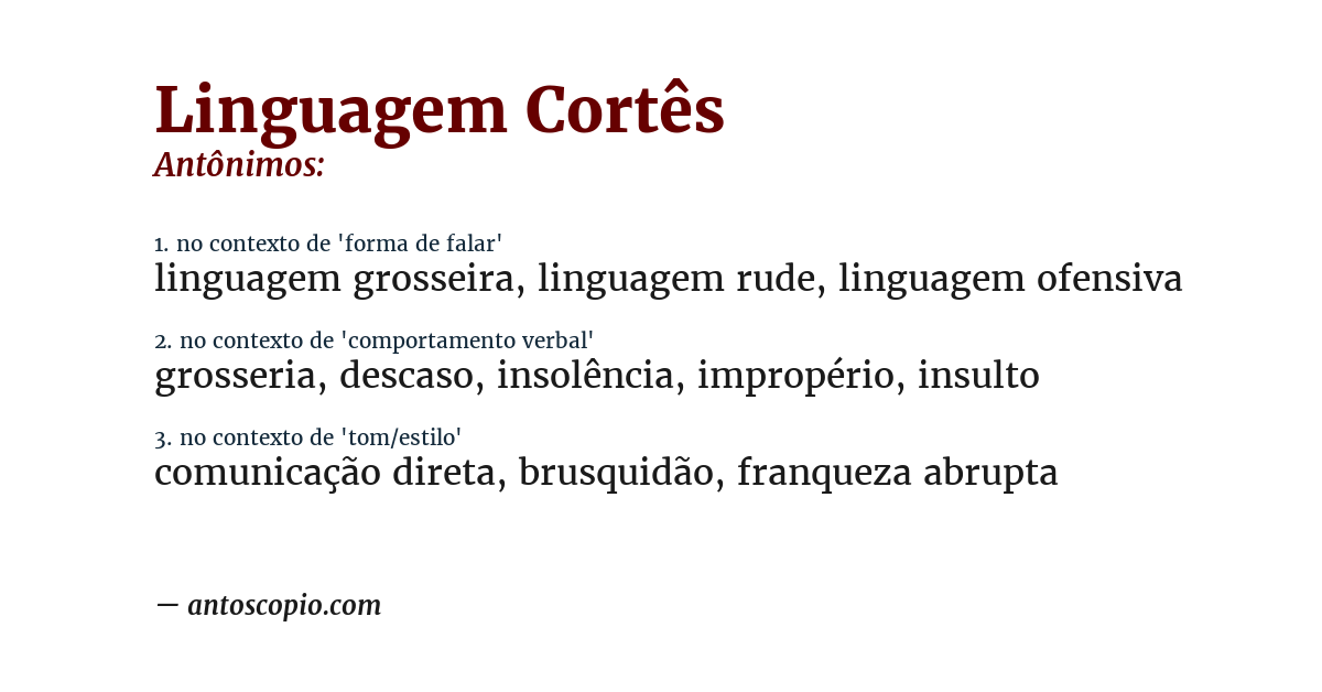 Antônimo de linguagem cortês