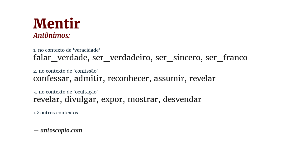 Antônimo de mentir