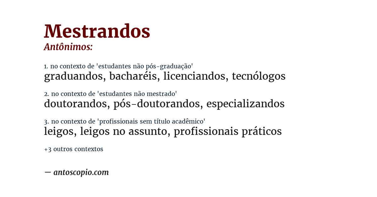 Antônimo de mestrandos