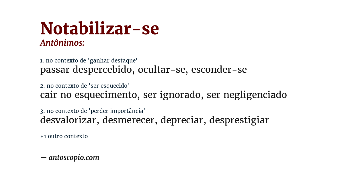 Antônimo de notabilizar-se