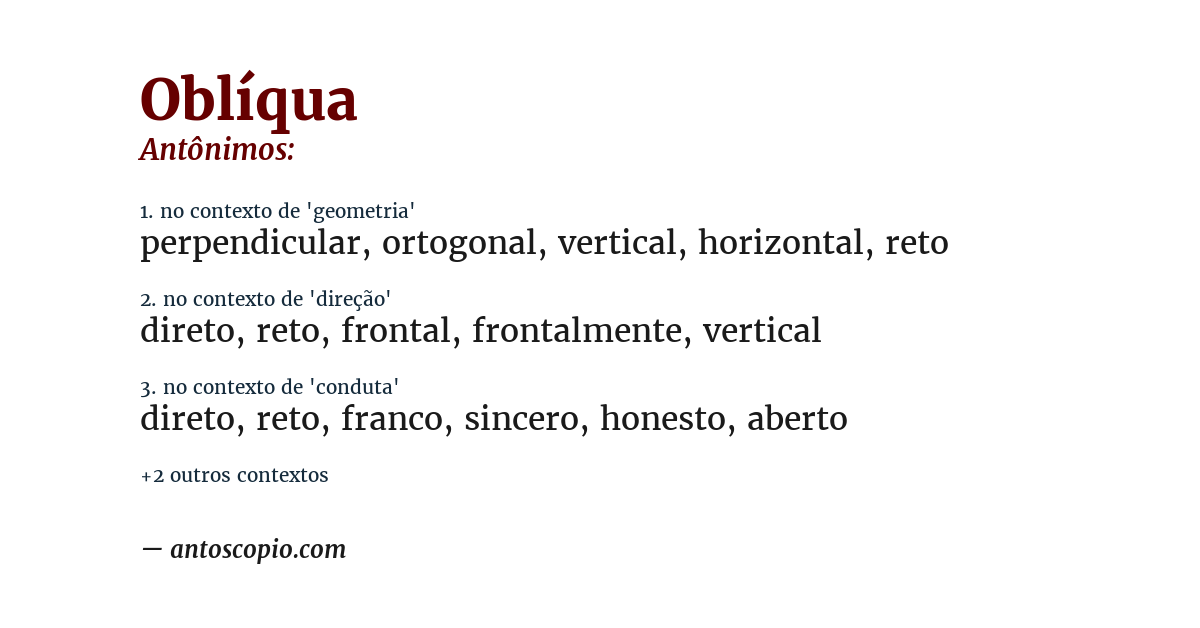 Antônimo de oblíqua