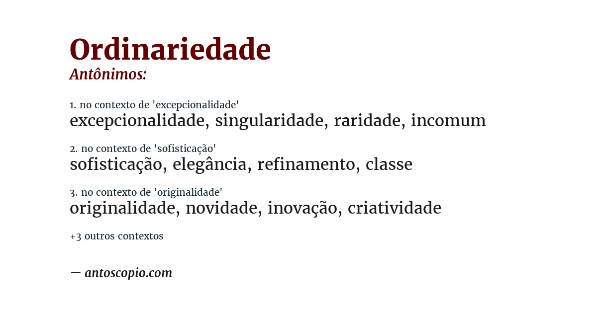 Antônimo de ordinariedade
