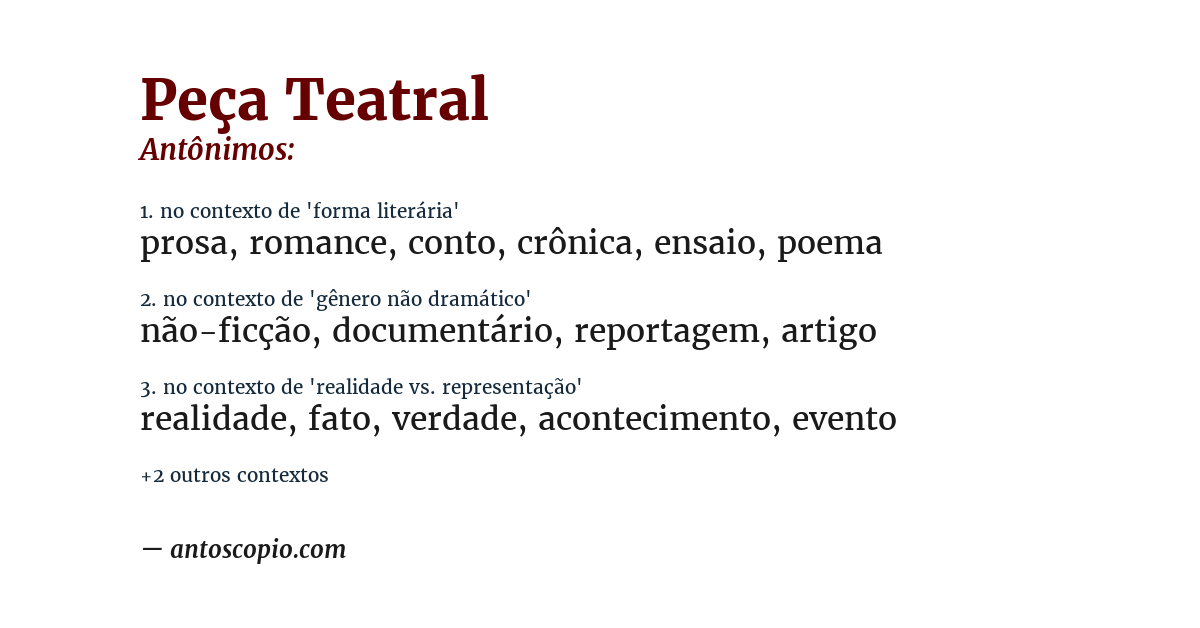 Antônimo de peça teatral