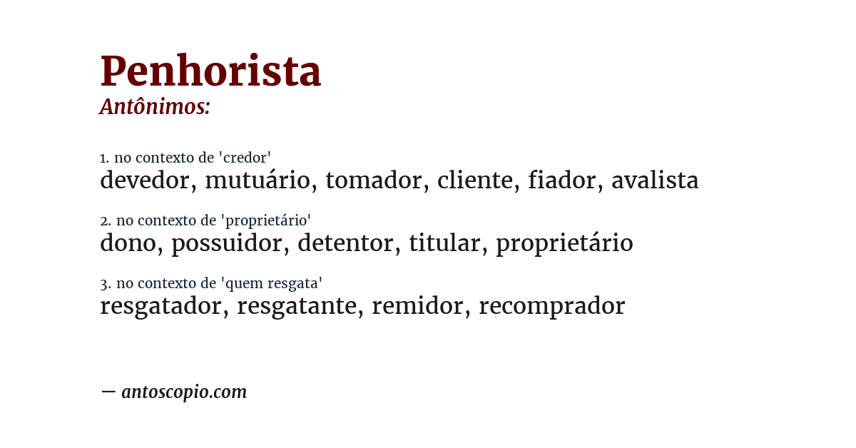 Antônimo de penhorista