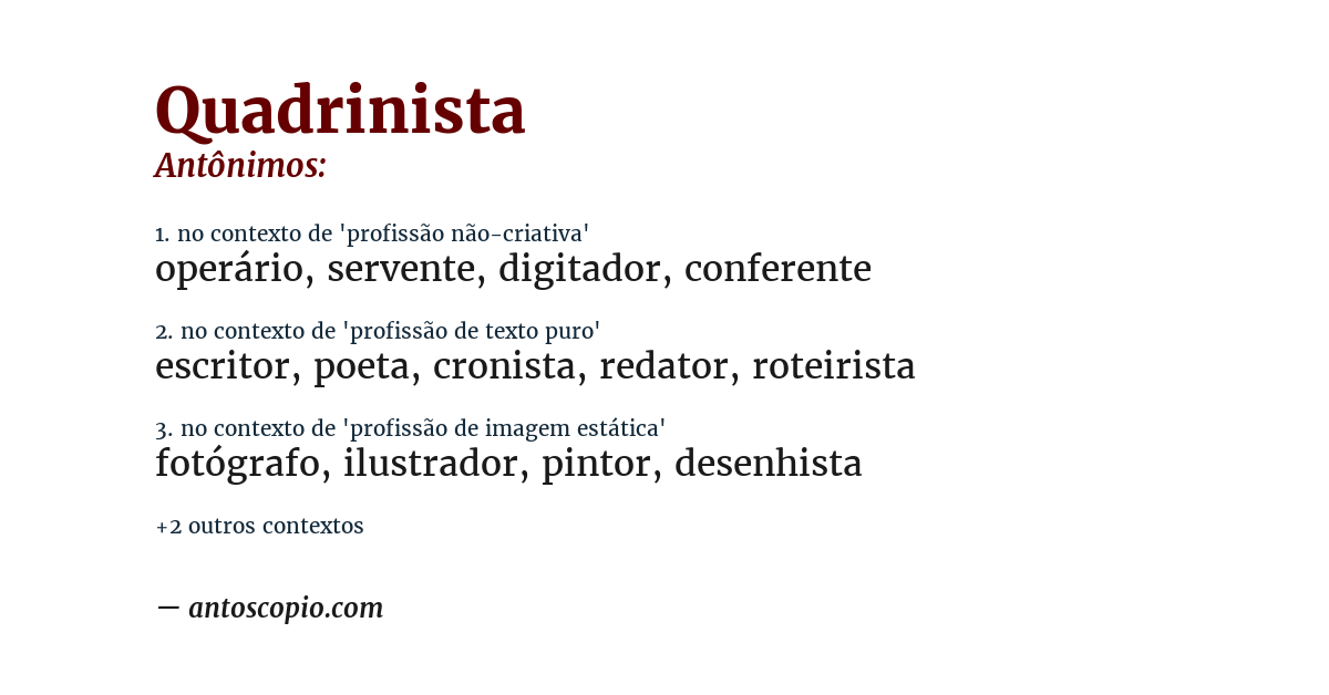 Antônimo de quadrinista