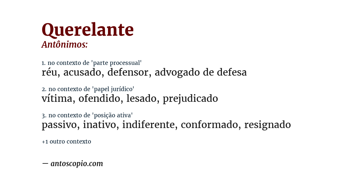 Antônimo de querelante