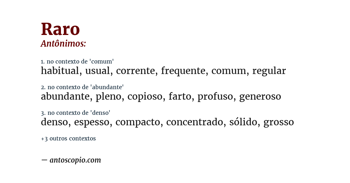 Antônimo de raro