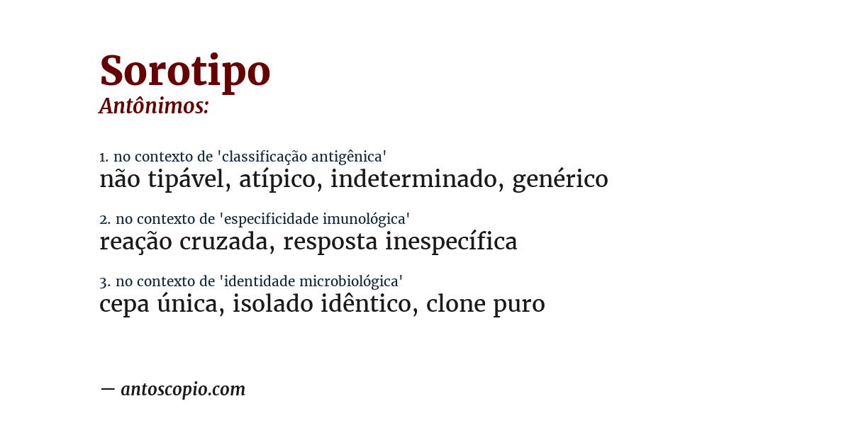 Antônimo de sorotipo