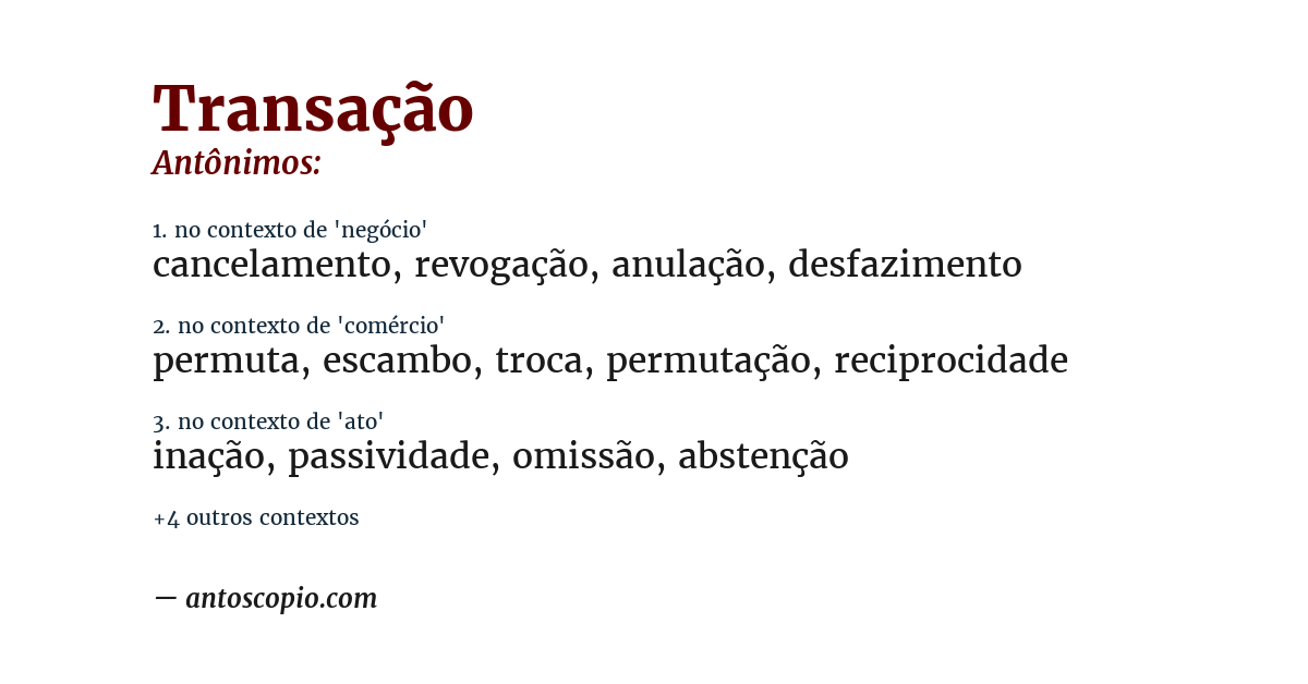 Antônimo de transação