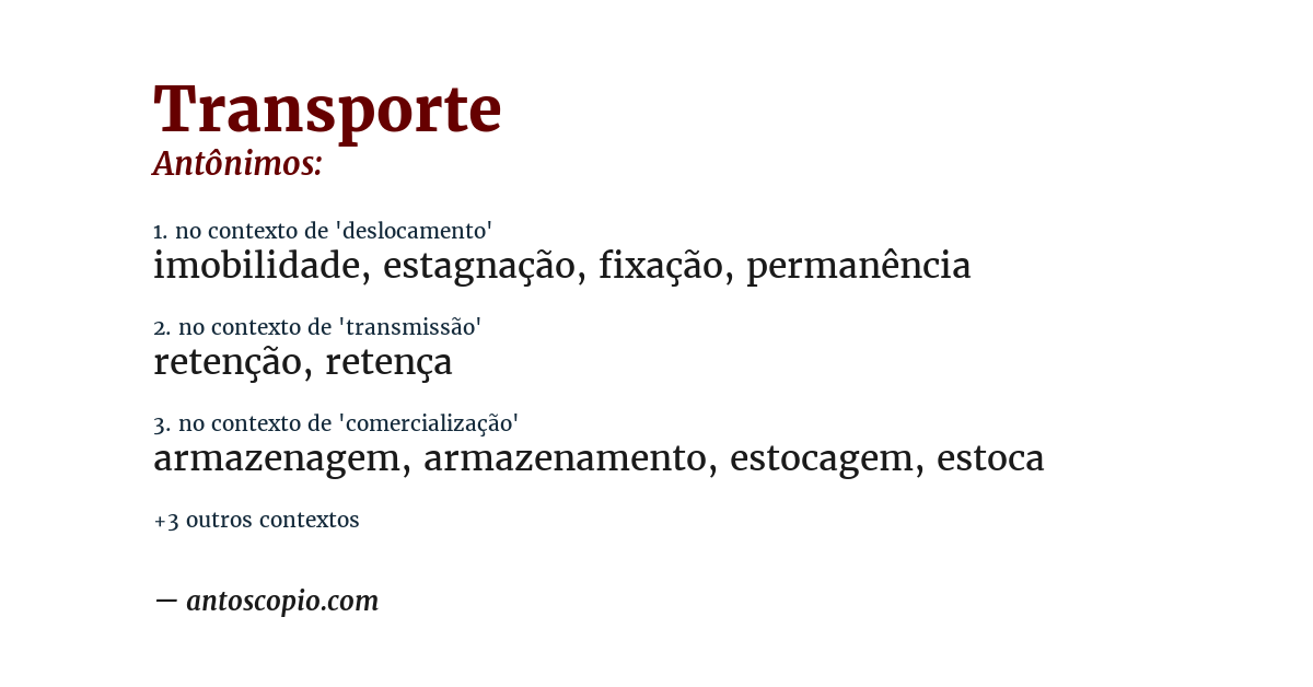 Antônimo de transporte