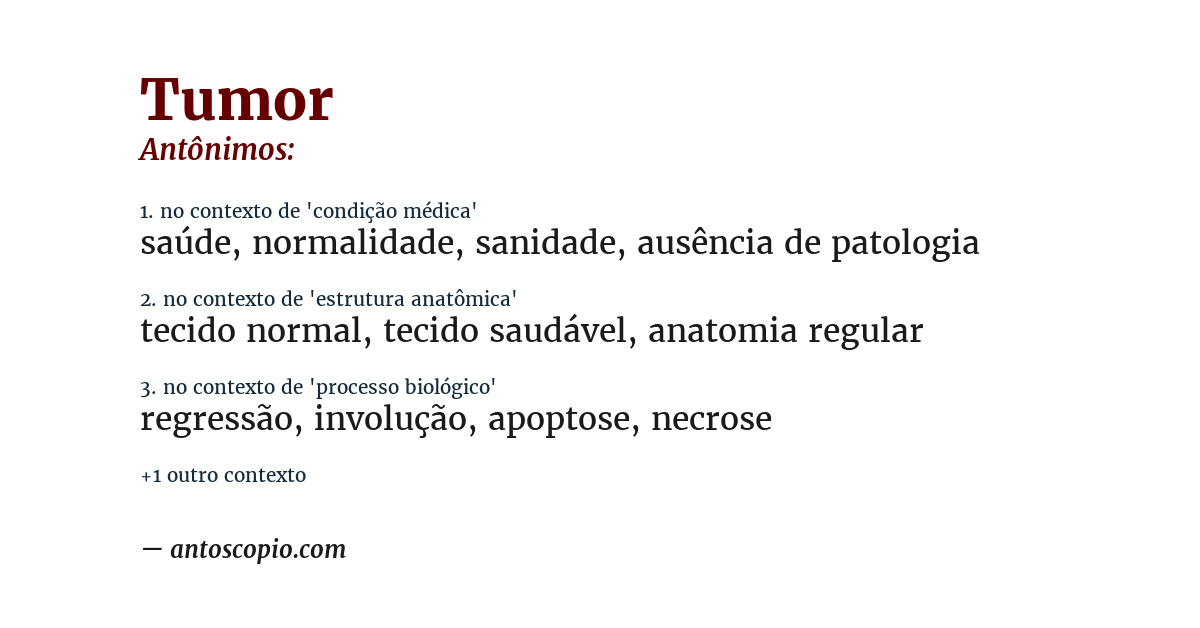 Antônimo de tumor