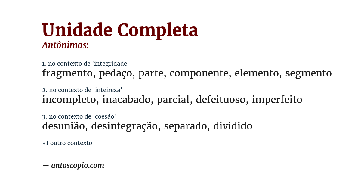 Antônimo de unidade completa