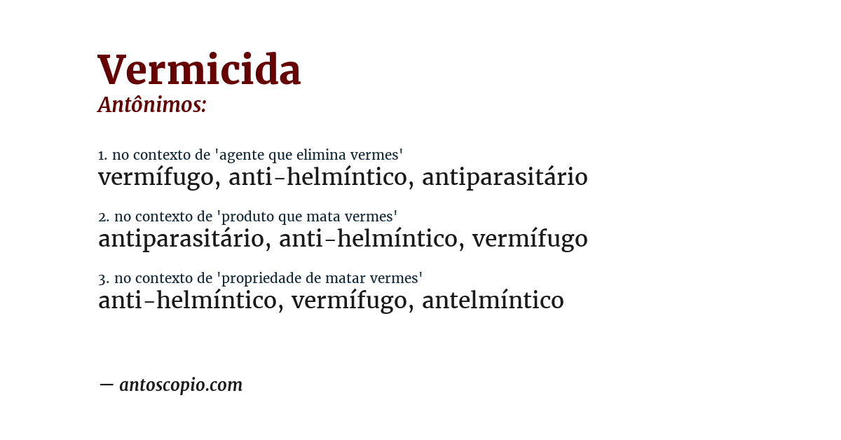 Antônimo de vermicida
