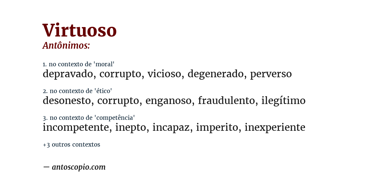 Antônimo de virtuoso