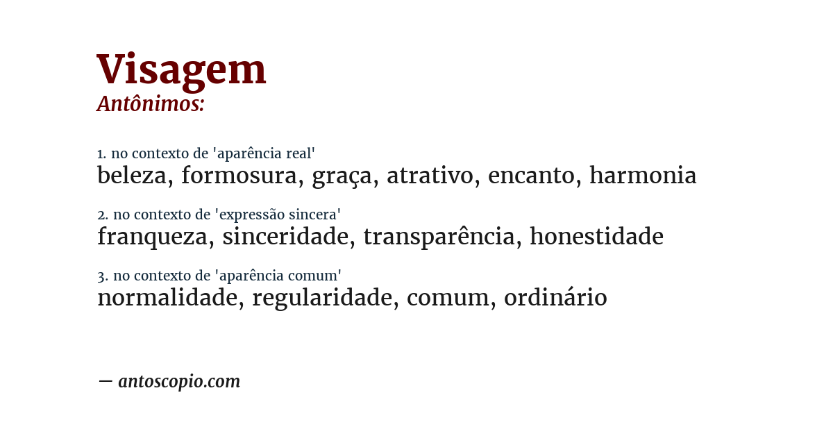 Antônimo de visagem