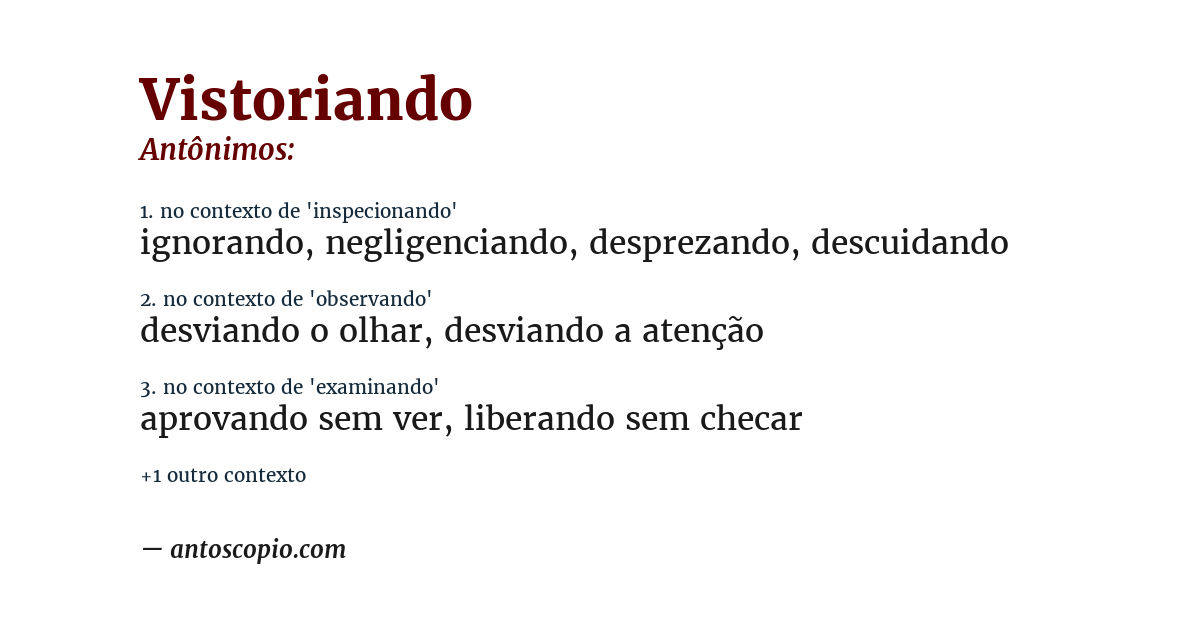 Antônimo de vistoriando