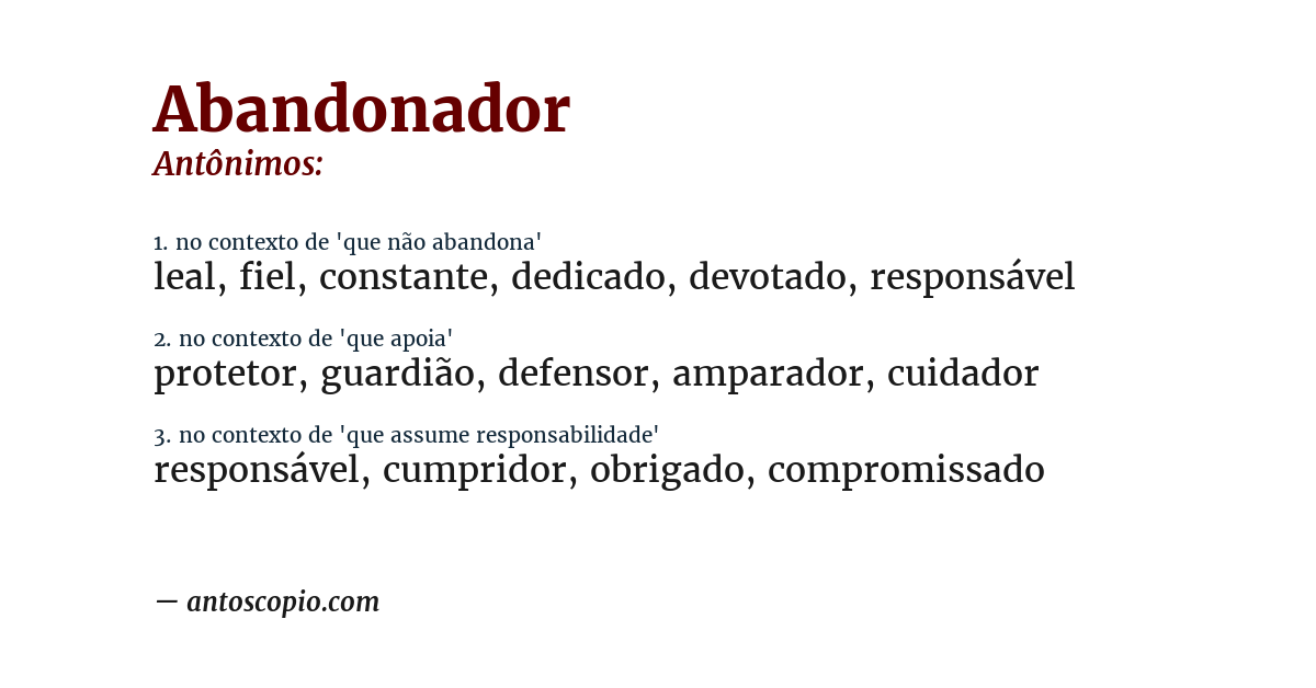 Antônimo de abandonador