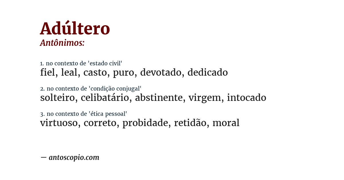 Antônimo de adúltero