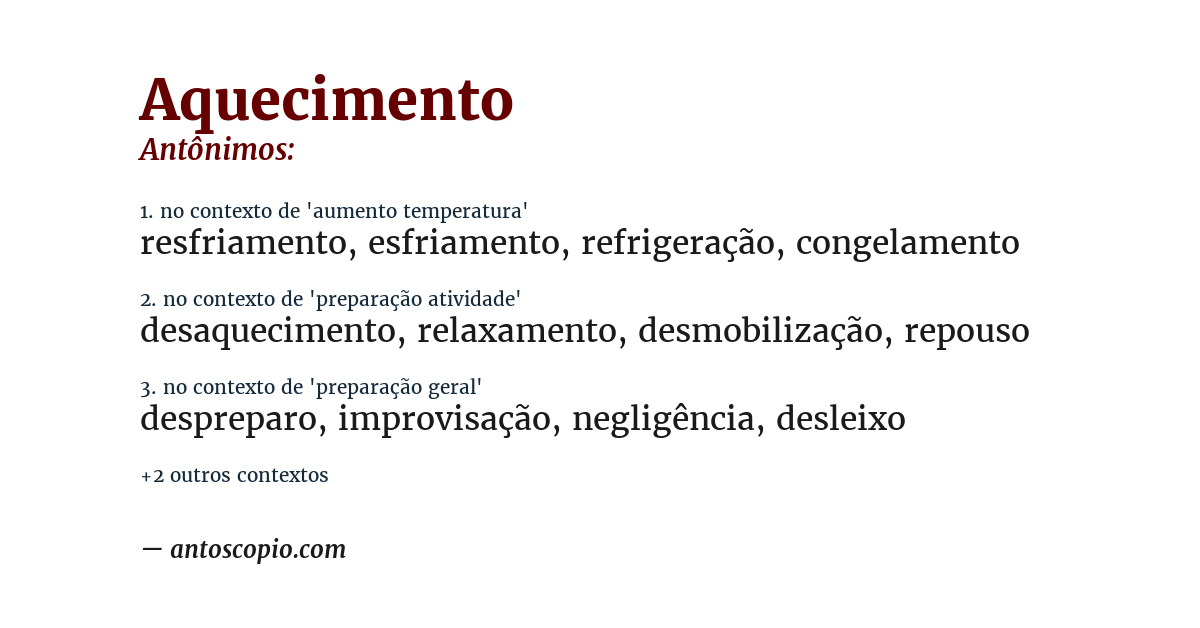 Antônimo de aquecimento