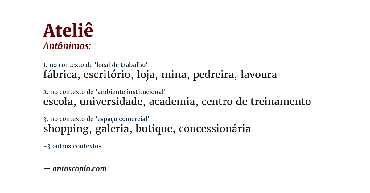 Antônimo de ateliê