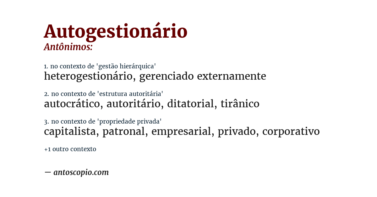 Antônimo de autogestionário