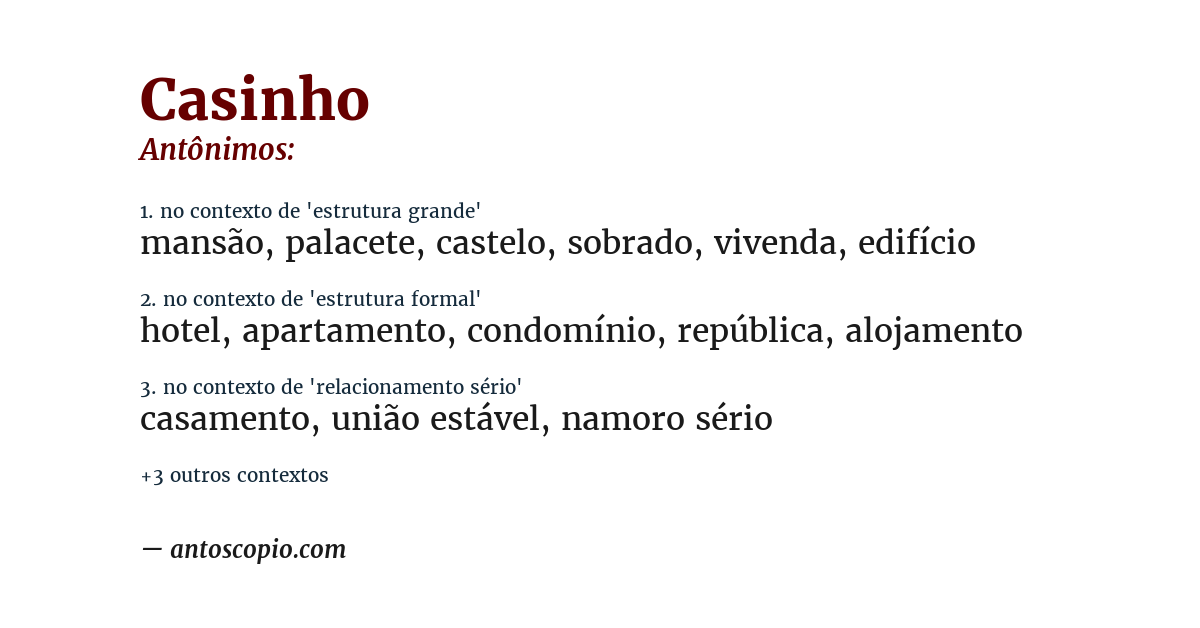 Antônimo de casinho