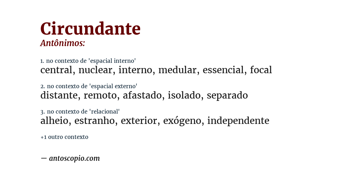 Antônimo de circundante