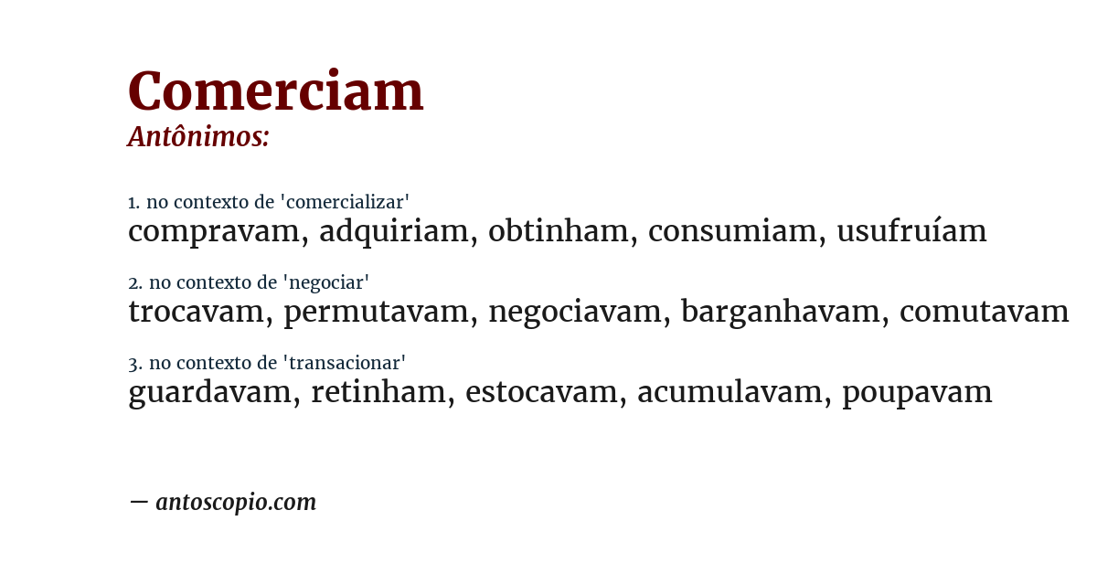 Antônimo de comerciam