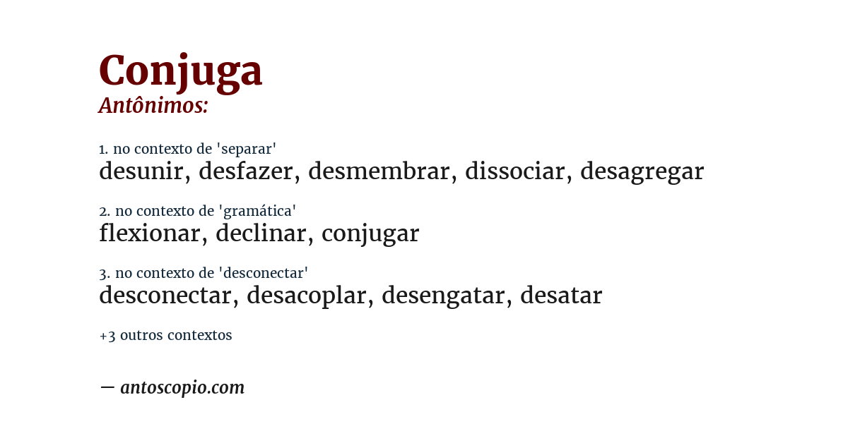 Antônimo de conjuga