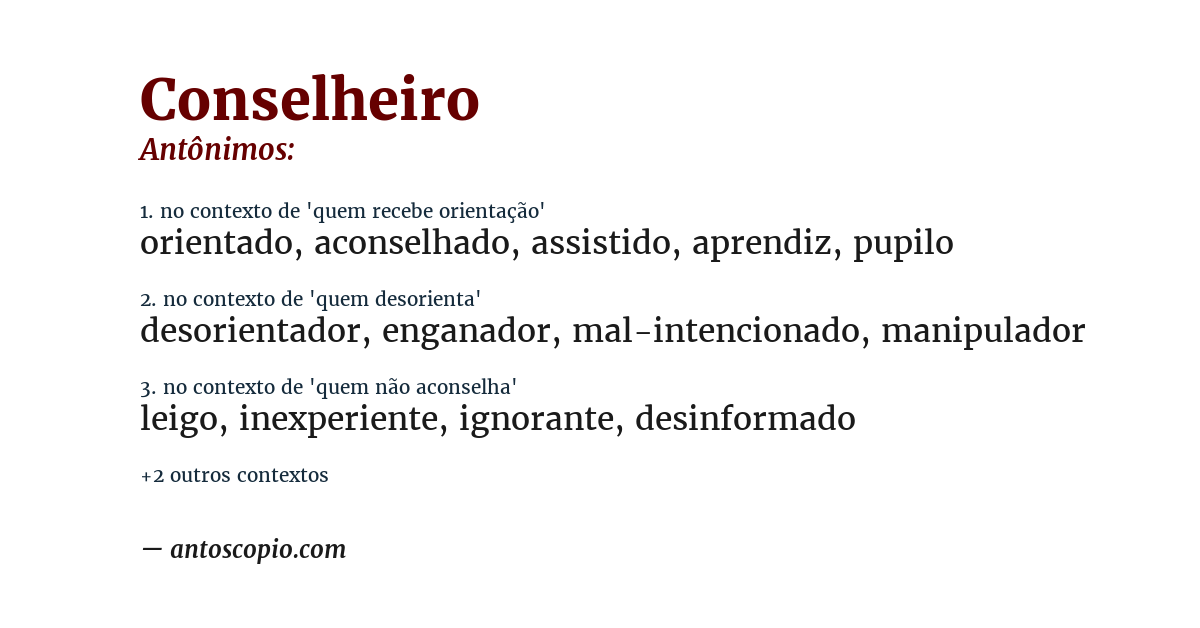 Antônimo de conselheiro