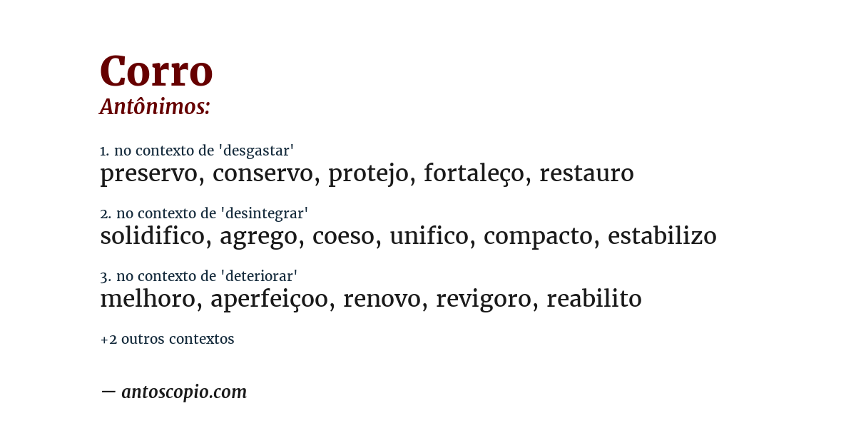 Antônimo de corro