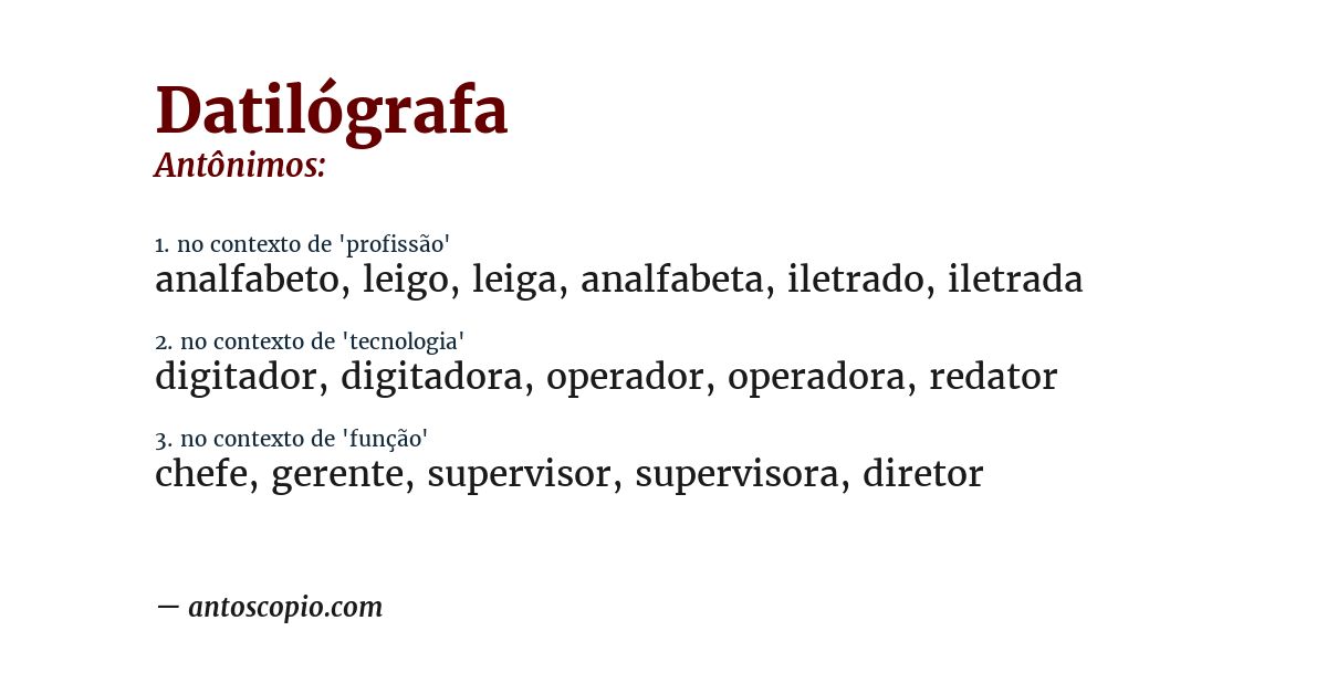 Antônimo de datilógrafa