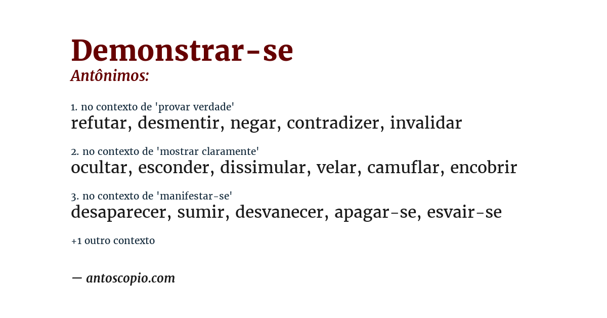 Antônimo de demonstrar-se